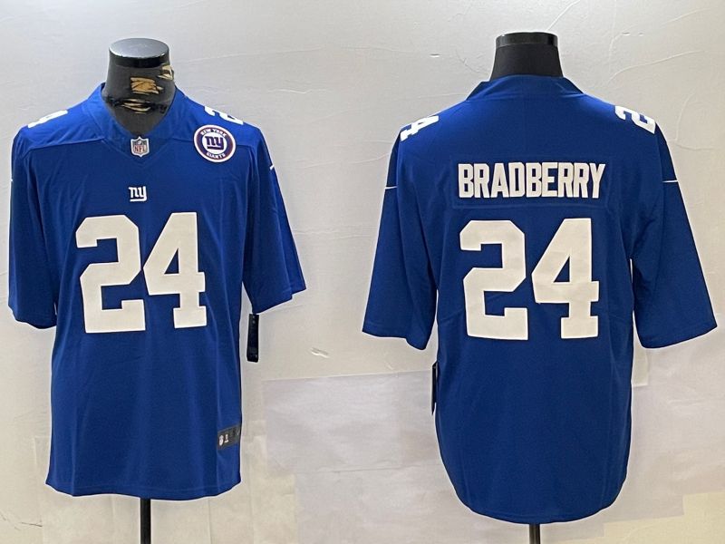 Men New York Giants #24 Bradberry Blue 2024 Nike Vapor Limited NFL Jersey style 3